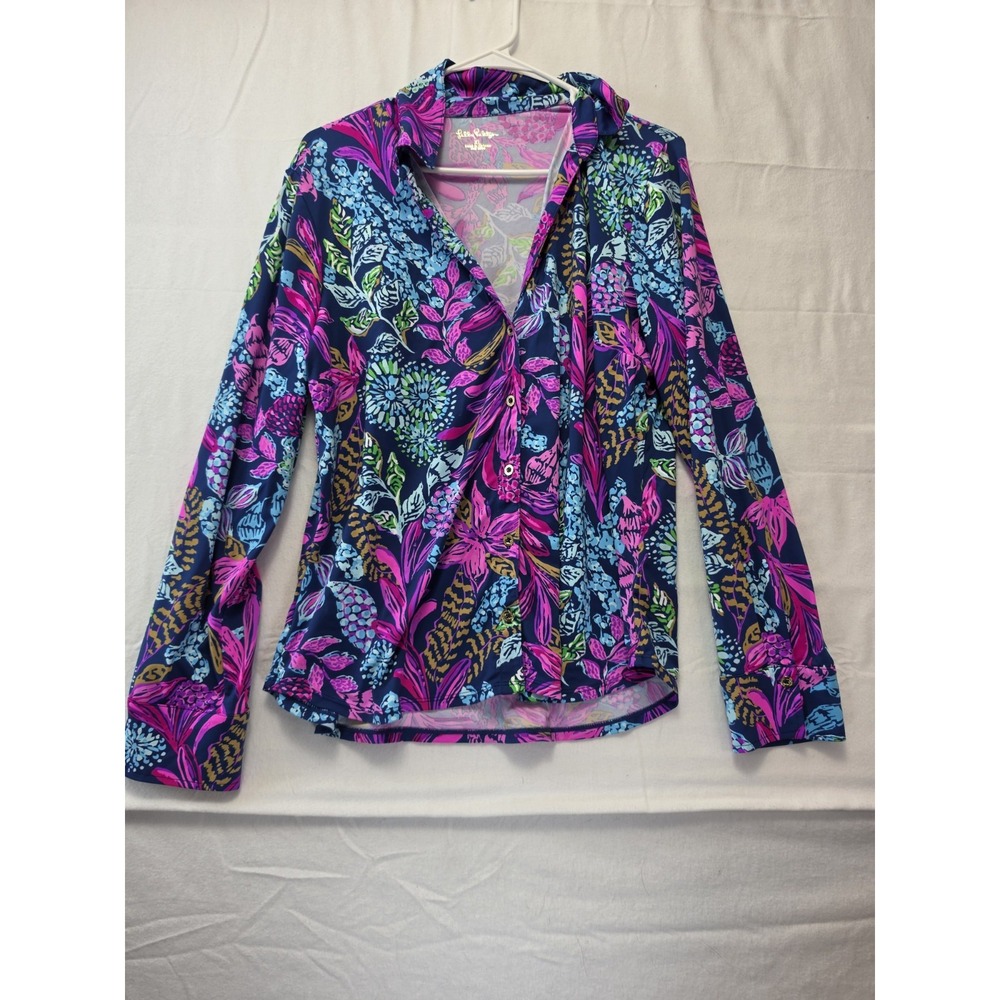 Women's Lilly Pulitzer Blouse Marlena Upf 50+ Button Down floral